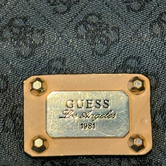 Guess Los Angeles Handbag Black/Sliver Purse  Designer Logo Bag - Picture 9 of 10